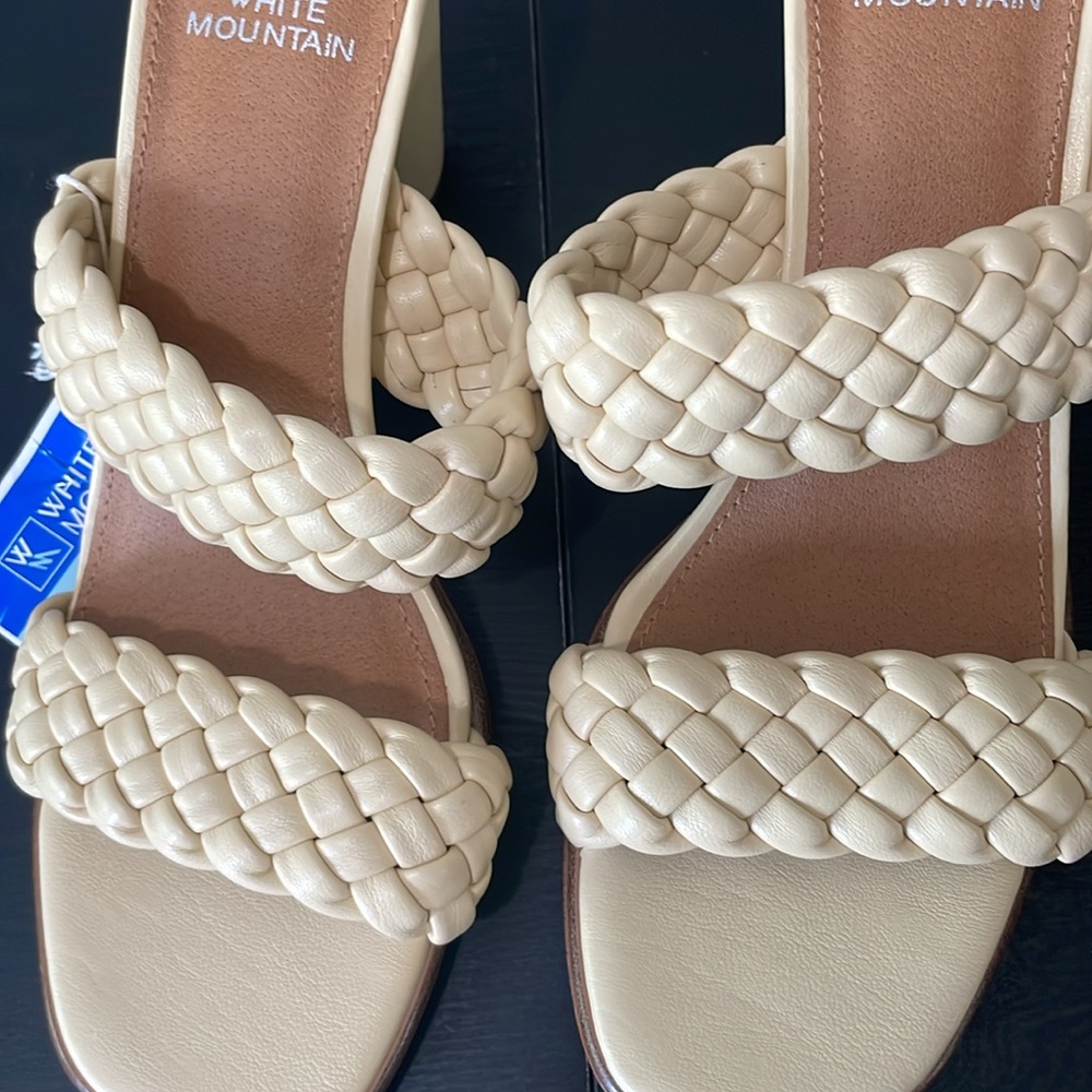 White Mountain Womens NWT Faux Leather Woven Slip On Heels Shoes Size 8-1/2 - Picture 5 of 9